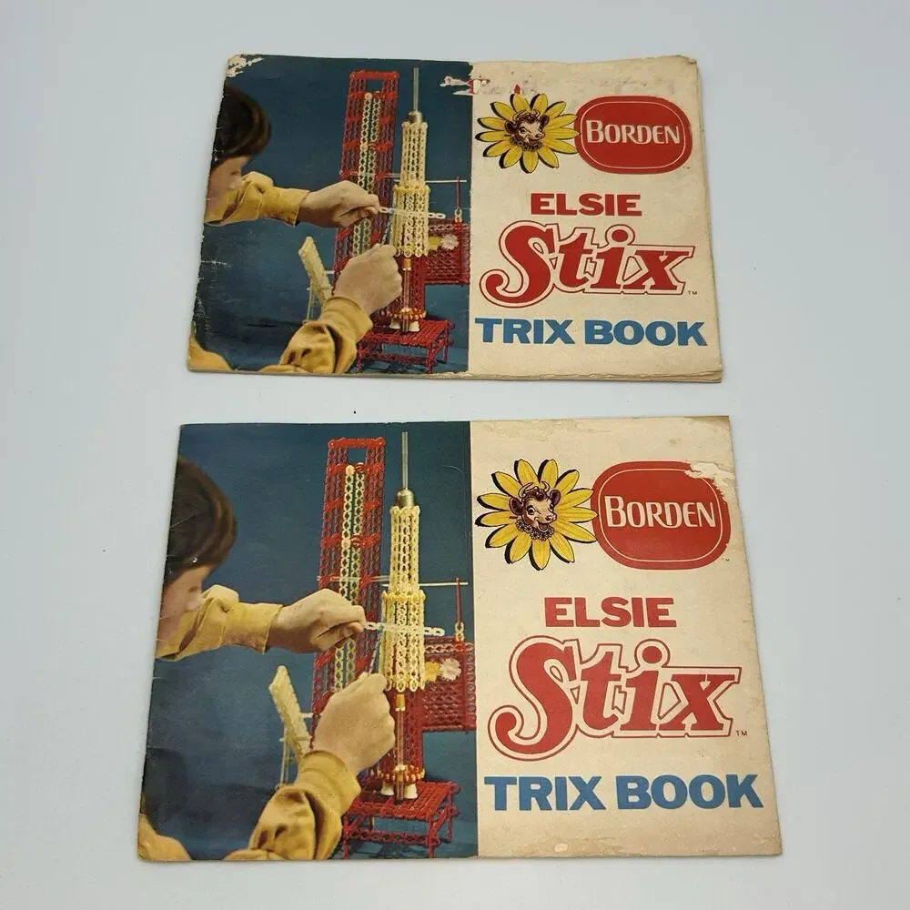 1970s Vintage Borden Elsie Stix w/ Orignal Box & Manual Plastic Popsicle Sticks